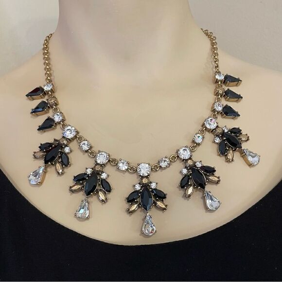 J. Crew Jewelry - J. Crew golden crystal & black statement necklace